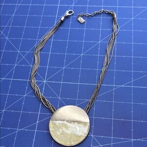 Keneth Cole marble and gold pendant on multiple chains makers mark tag